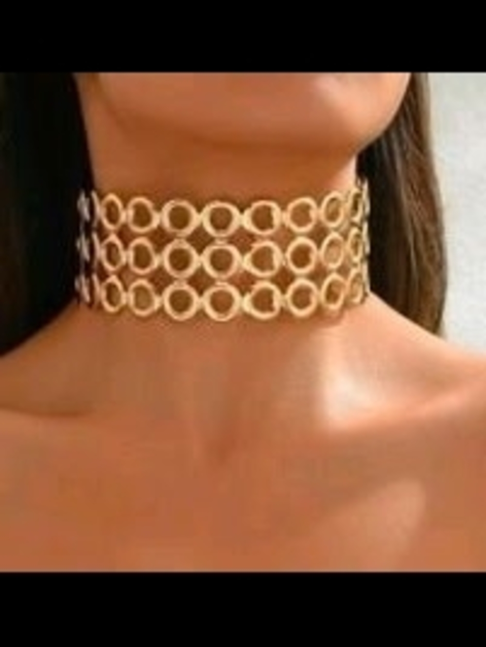 SHEIN Gold Triple Circle-Link Choker Necklace